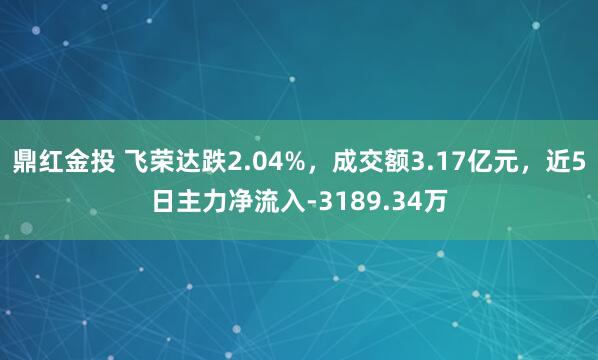 鼎红金投 飞荣达跌2.04%，成交额3.17亿元，近5日主力净流入-3189.34万